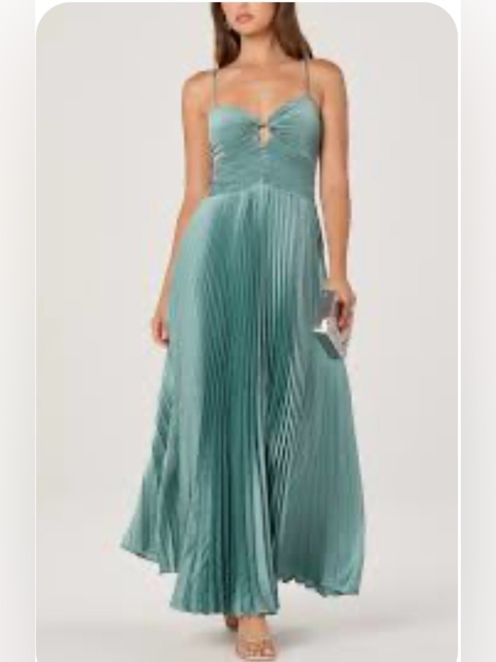 ASTR The Label Seafoam Green Alaia Pleated Maxi Evening Gown Dress EUC XL #2682